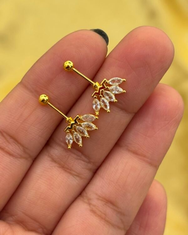 92.5 Silver gold polish five petal ball screw bugadi