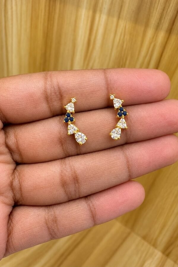 92.5 silver Gold plated blue stoned helix stud - South screw