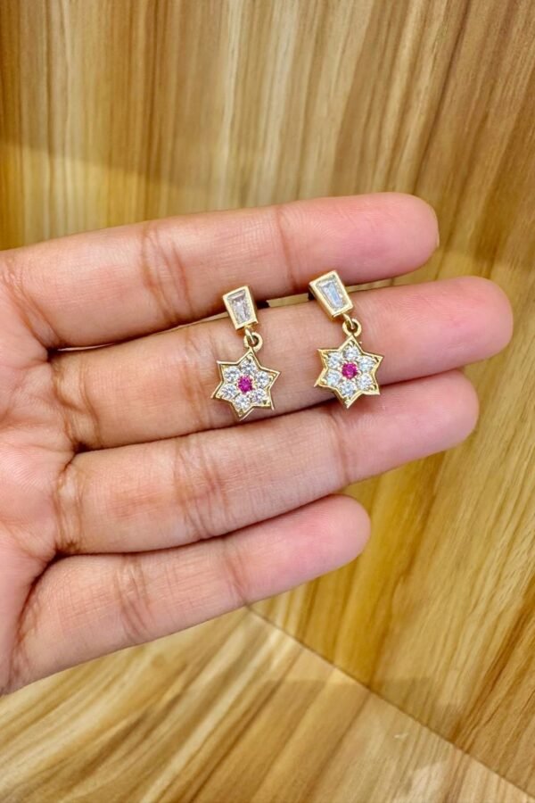 92.5 silver gold plated star drops earrings