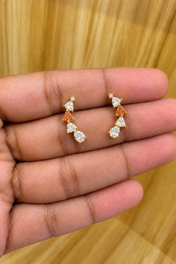 92.5 silver Gold plated orange stoned helix stud - South screw
