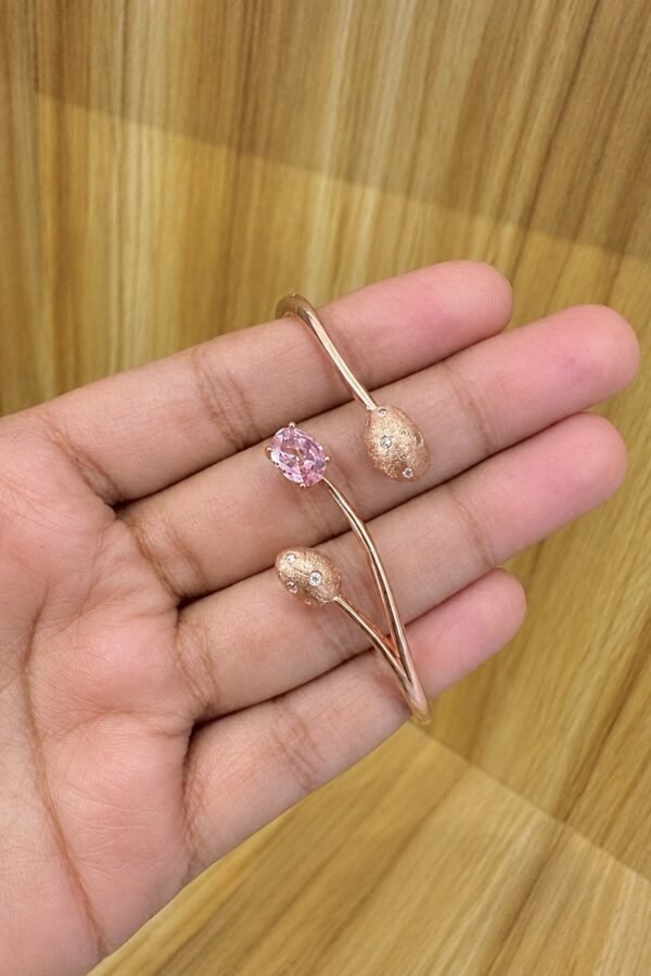 92.5 silver rose gold plated flexible kada