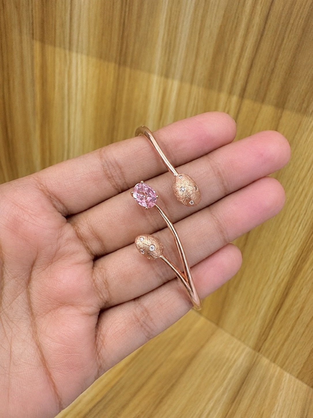 92.5 silver rose gold plated flexible kada