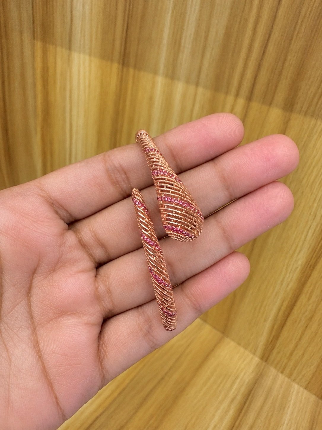 92.5 silver rose gold plated flexible kada