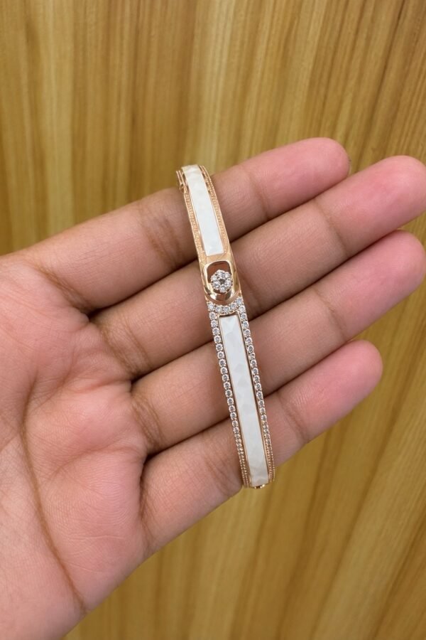 92.5 silver premium looking white enamel detailing flexible kada