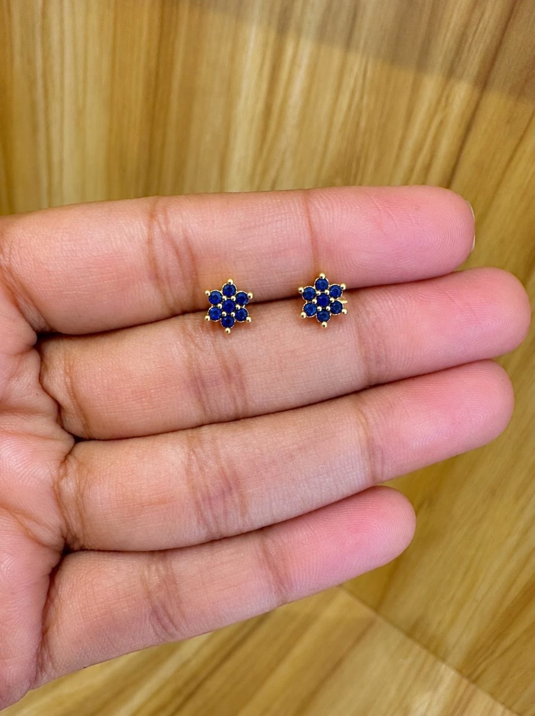 92.5 silver Gold plated blue stoned helix stud- South screw