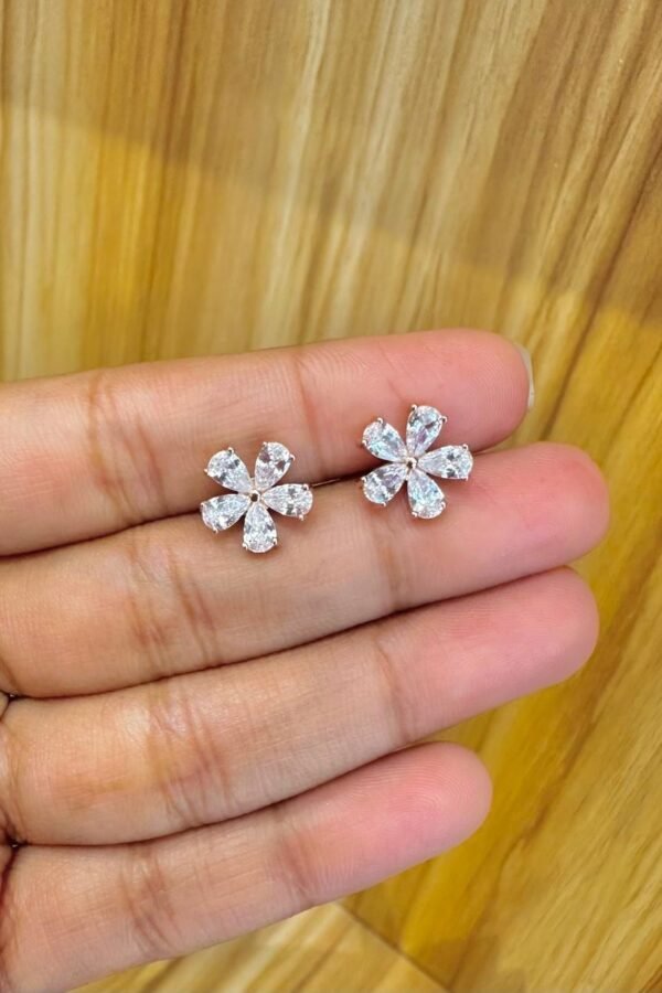 92.5 silver white floral studs-south screws