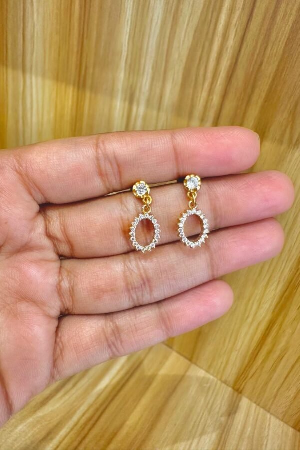 92.5 silver gold plated oval drops earrings