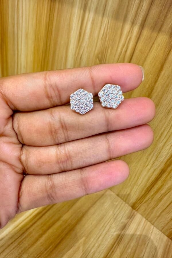 92.5 Silver Hexa Spark Silver Studs- south screw stud