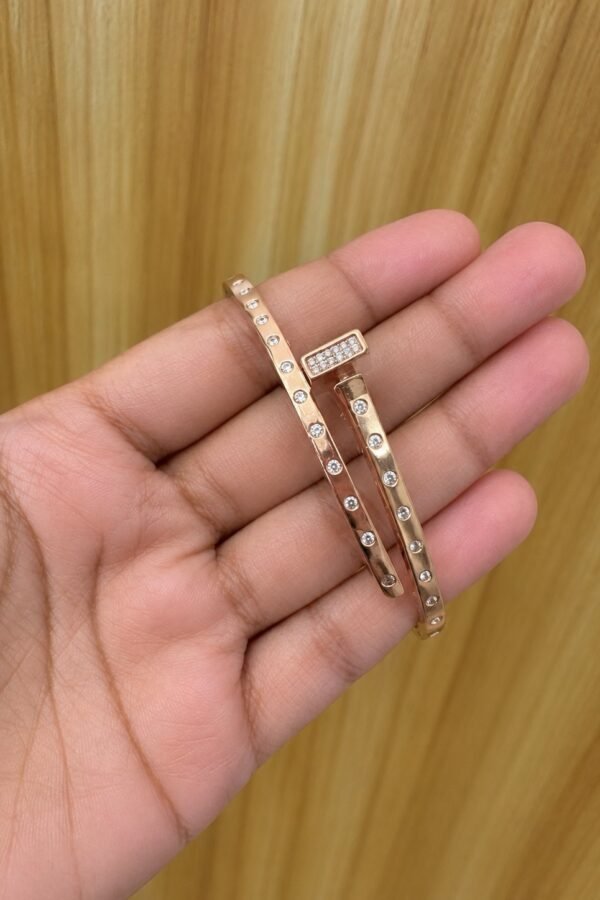 92.5 silver rose gold plated flexible kada
