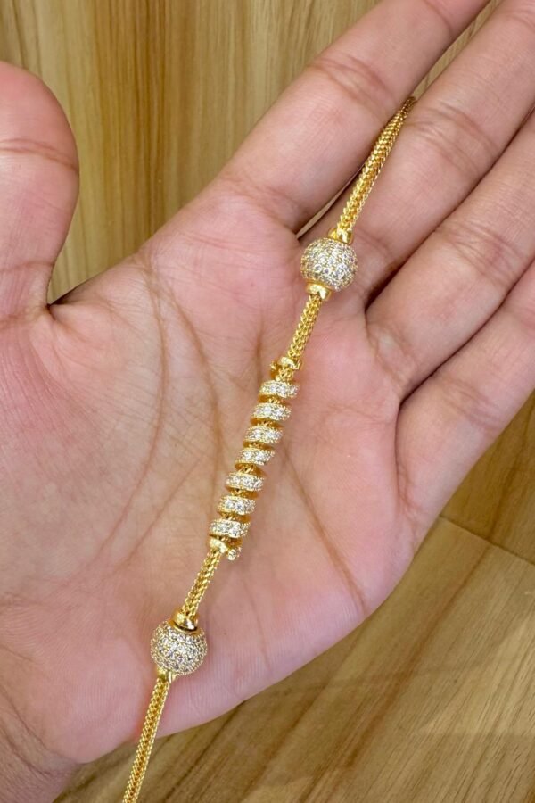 92.5 silver gold plated spiral and balls mugappu chain