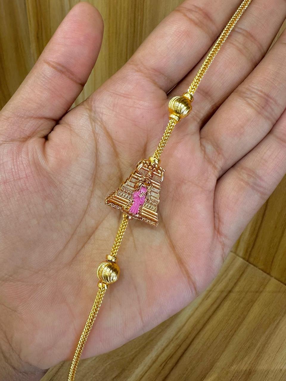 92.5 silver gold plated double side mugappu chain