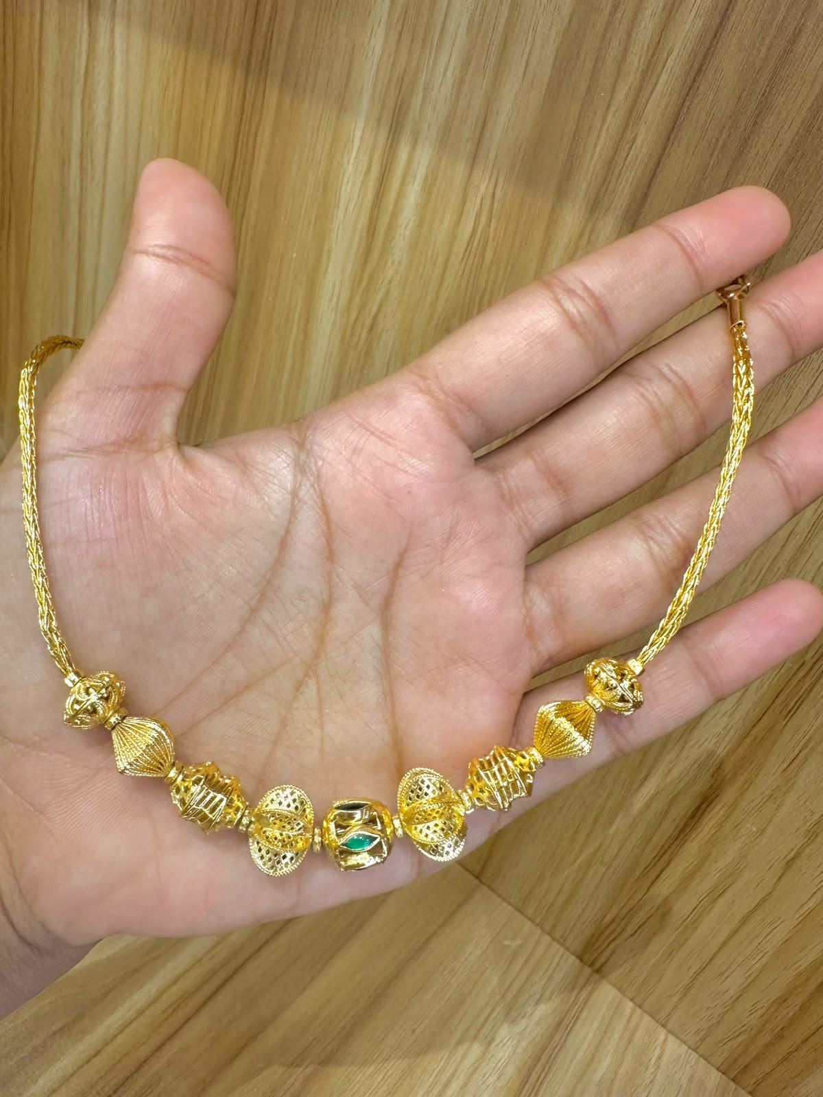 92.5 silver gold plated balls necklace