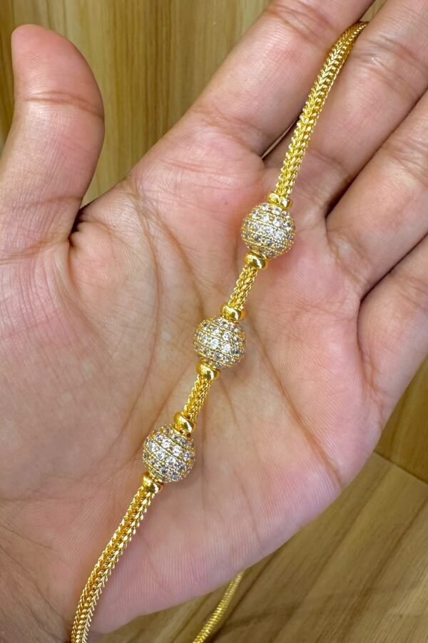 92.5 silver gold plated stoned balls mugappu chain