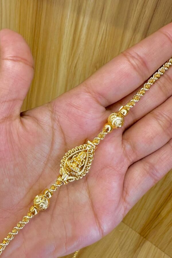 92.5 silver gold plated hollow rope lakshmi mugappu chain