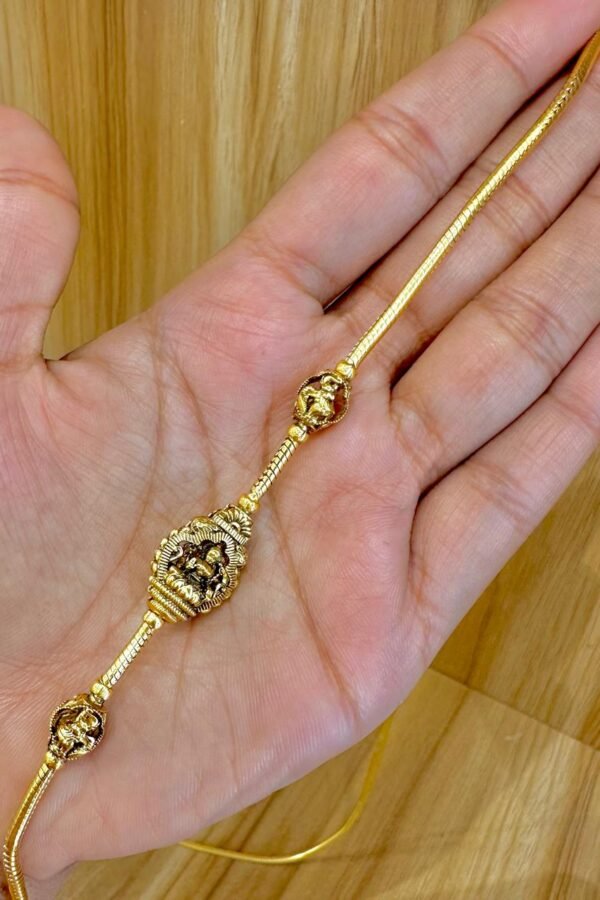 92.5 silver gold plated antique nagas lakshimi mugappu chain