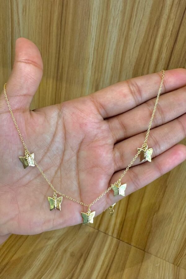 92.5 Silver gold plated butterfly charm chain