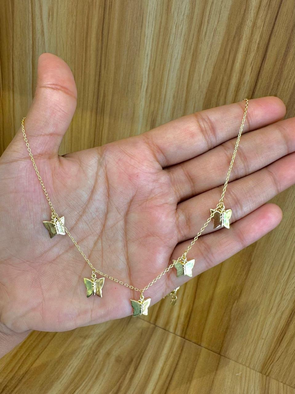 92.5 Silver gold plated butterfly charm chain