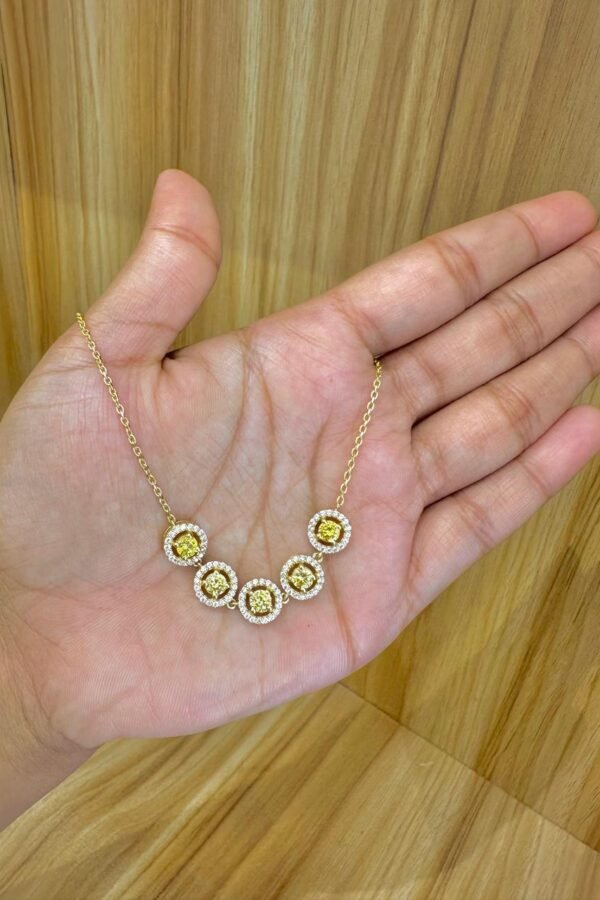 92.5 silver gold plated pastel yellow stoned chain