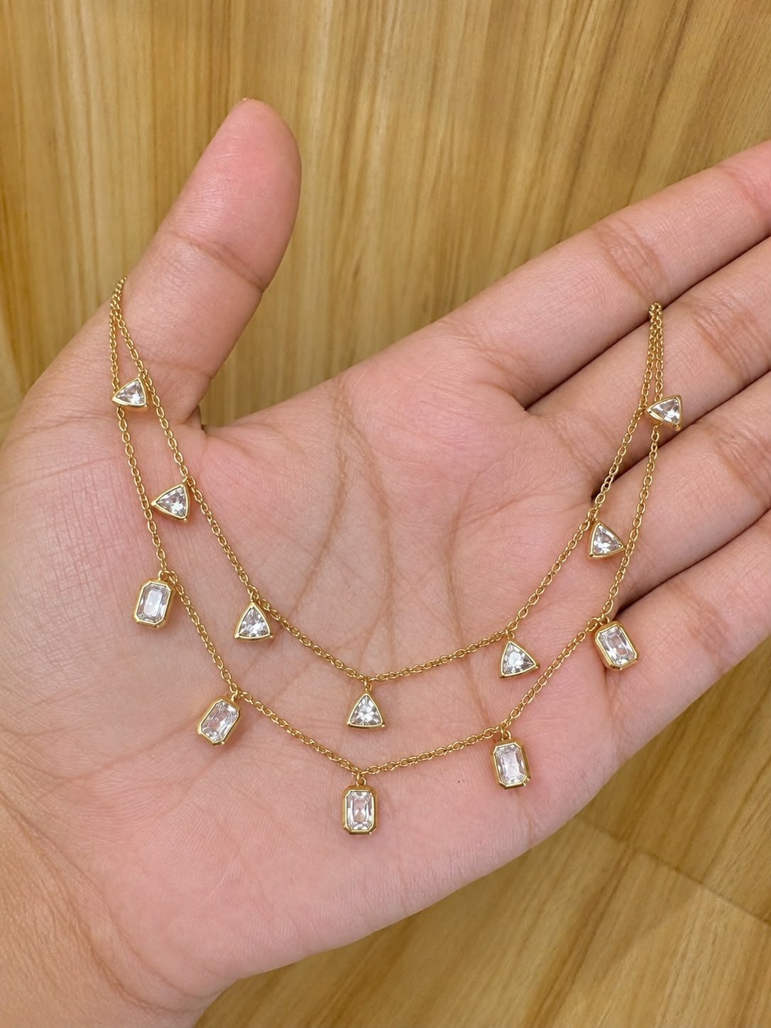 92.5 silver gold plated two-layer charm chain