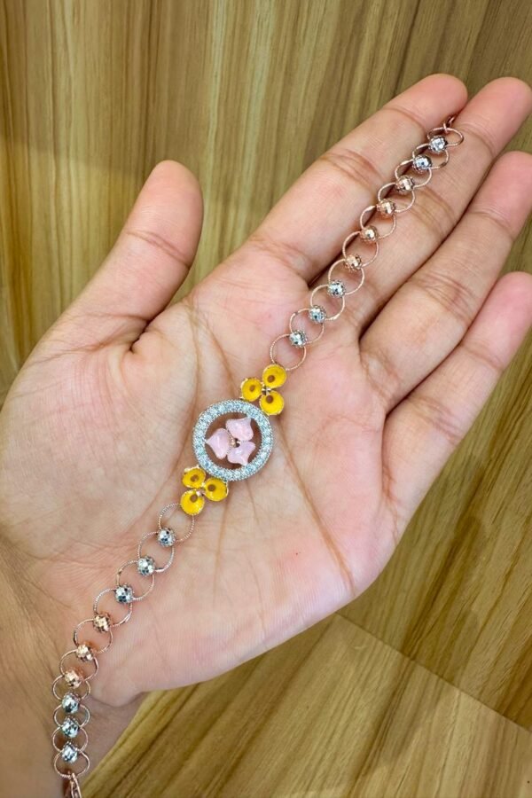 92.5 silver two tone trending adjustable bracelet