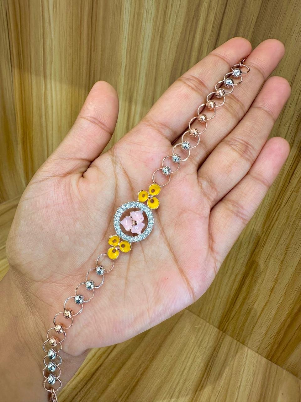 92.5 silver two tone trending adjustable bracelet