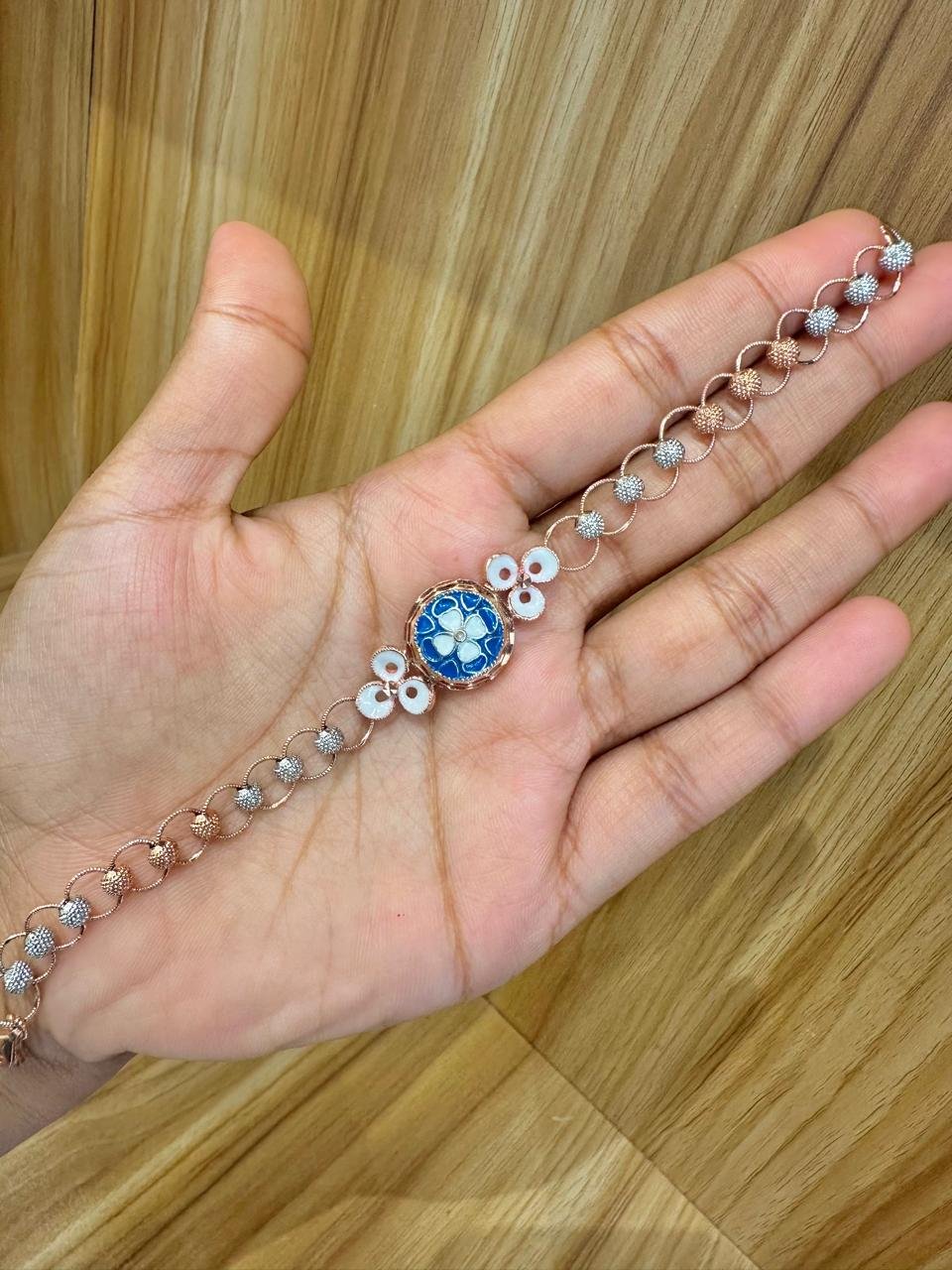 92.5 silver two tone trending adjustable bracelet