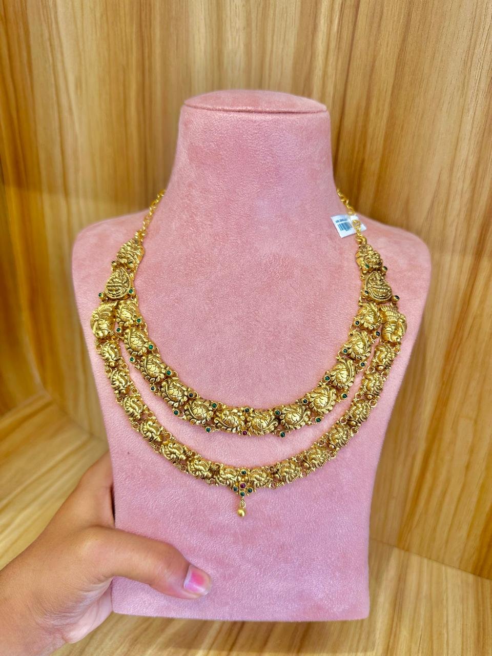 92.5 silver gold plated -double layer antique necklace