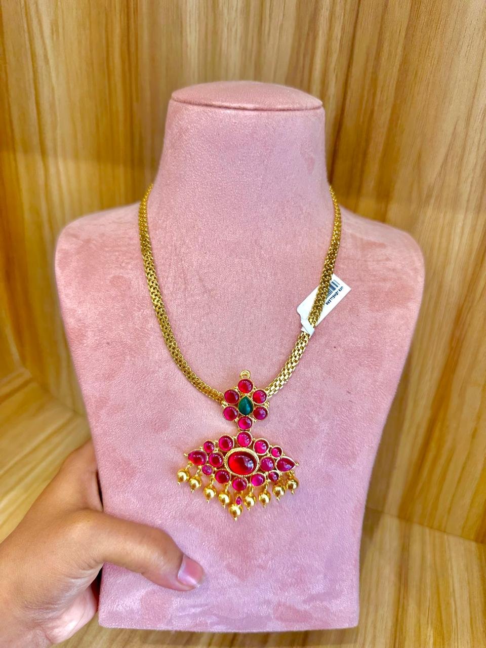 92.5 silver gold plated Ruby traditional attigai