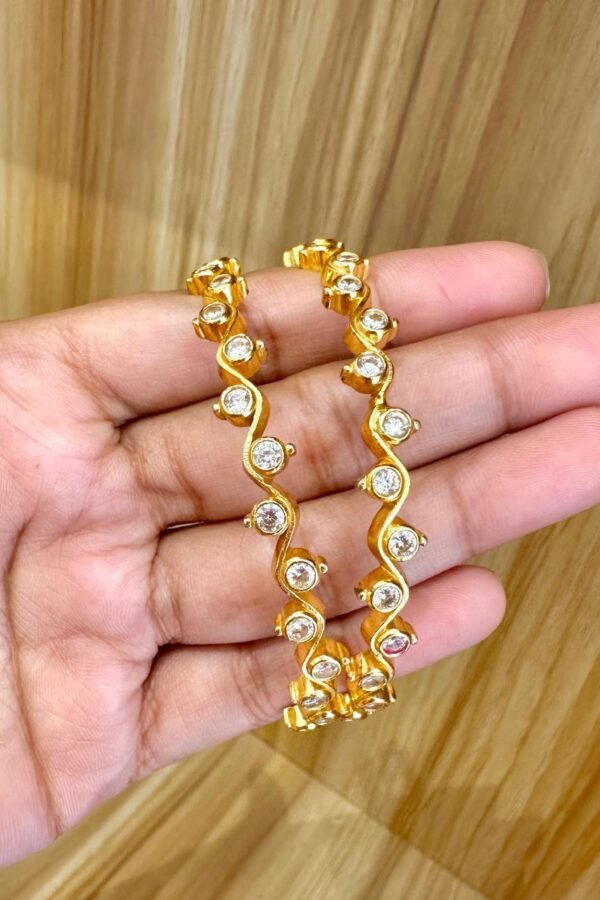 92.5 silver gold plated diamond look alike bangles