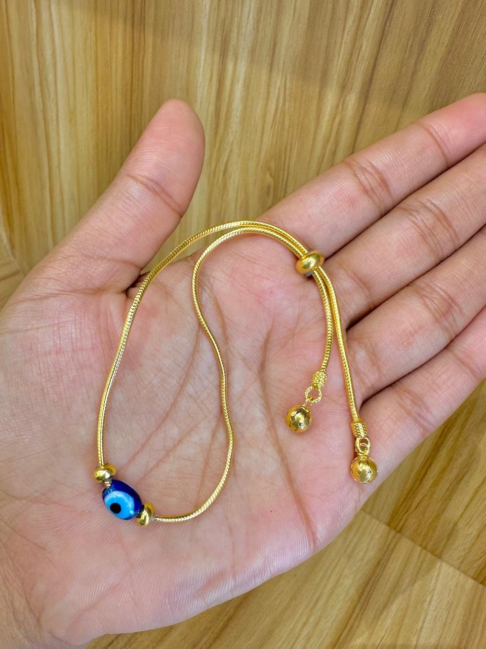 92.5 silver gold plated evil eye adjustable bracelet