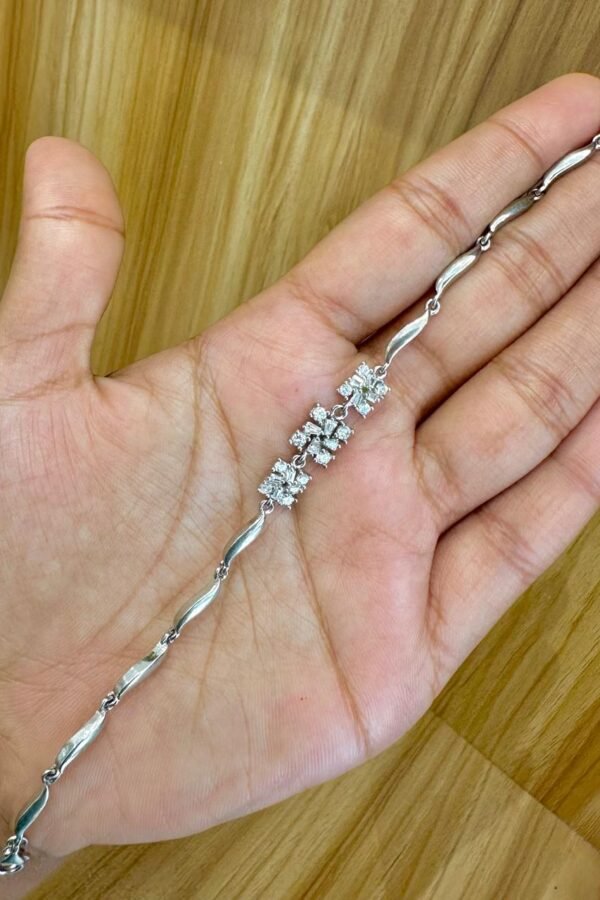 92.5 Silver Floral Twist adjustable bracelet