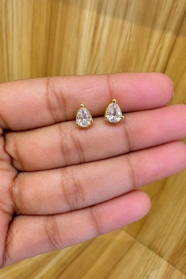 92.5 silver Gold plated Teardrop stud earrings -South screw