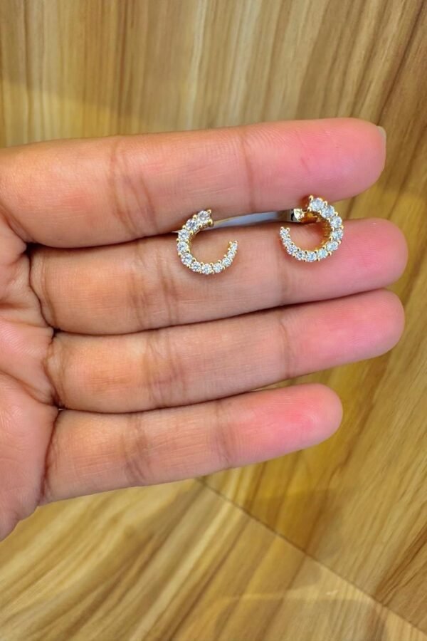 92.5 silver Celeste Diamond-Look Hoop Studs- Bombay screw