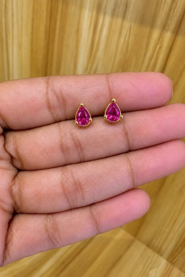 92.5 silver Gold plated pink Teardrop stud - South scre