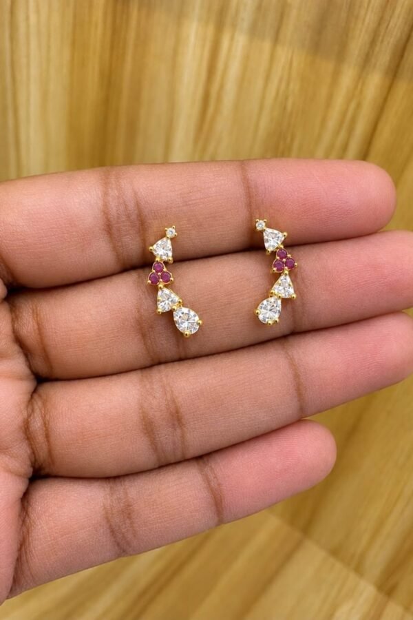 92.5 silver gold plated Pink stoned helix stud - South screw