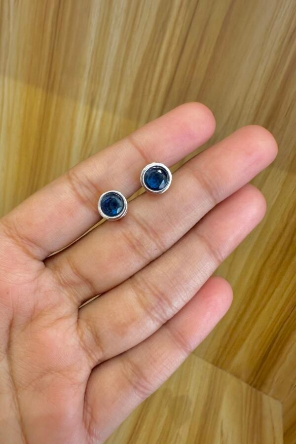 92.5 Silver blue stone Stud Earrings – South Screw