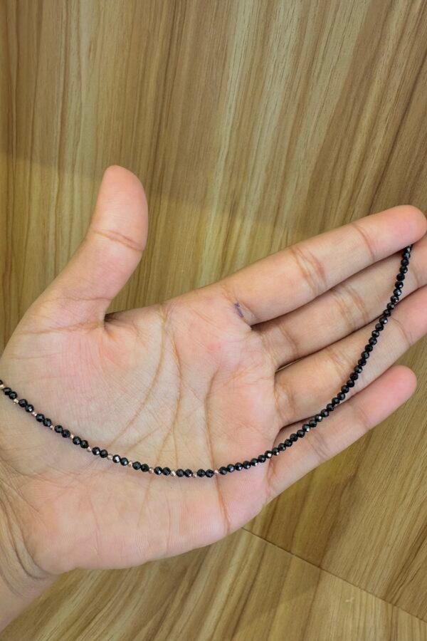 925 Silver Black Beaded adjustable Anklet