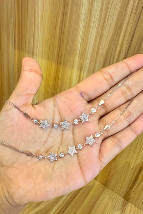 Elegant 925 Silver adjustable Anklet – Rose Gold Finish