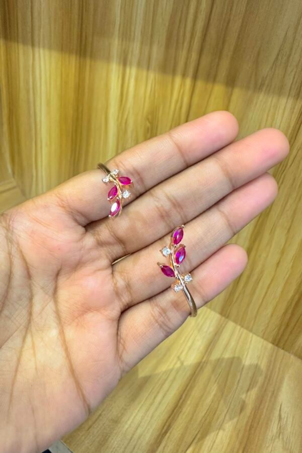 92.5 Silver pink stoned Rose Gold Polish flexible kada
