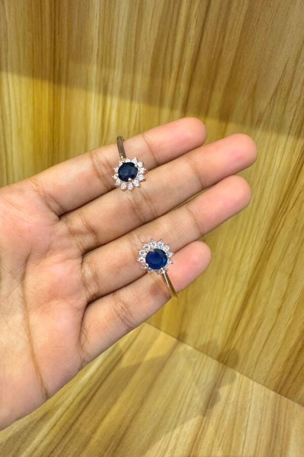 92.5 Silver blue stoned Rose Gold Polish flexible kada