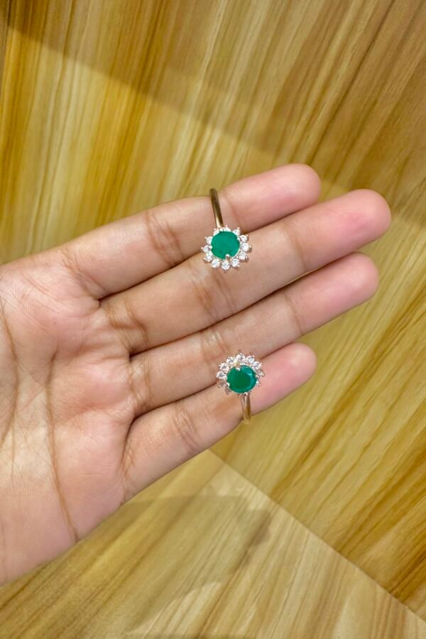 92.5 silver green stones rose gold flexible kada