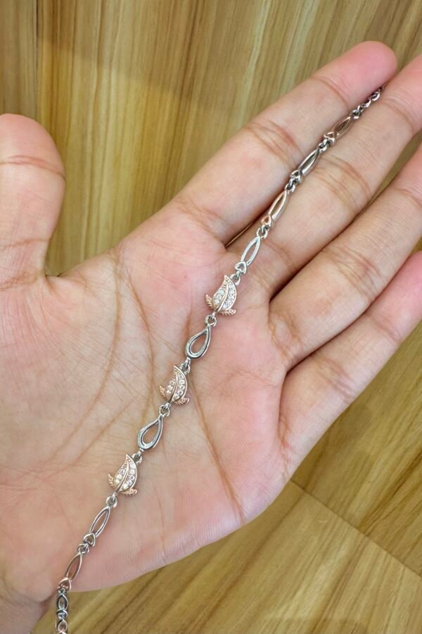 92.5 silver two - tone leaf adjustable bracelet
