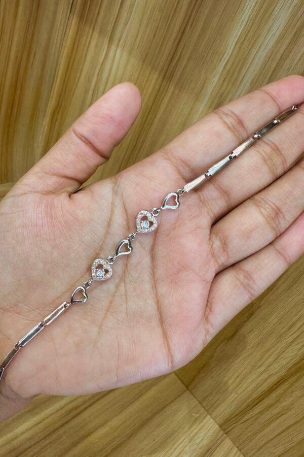92. Silver two- tone heart adjustable bracelet