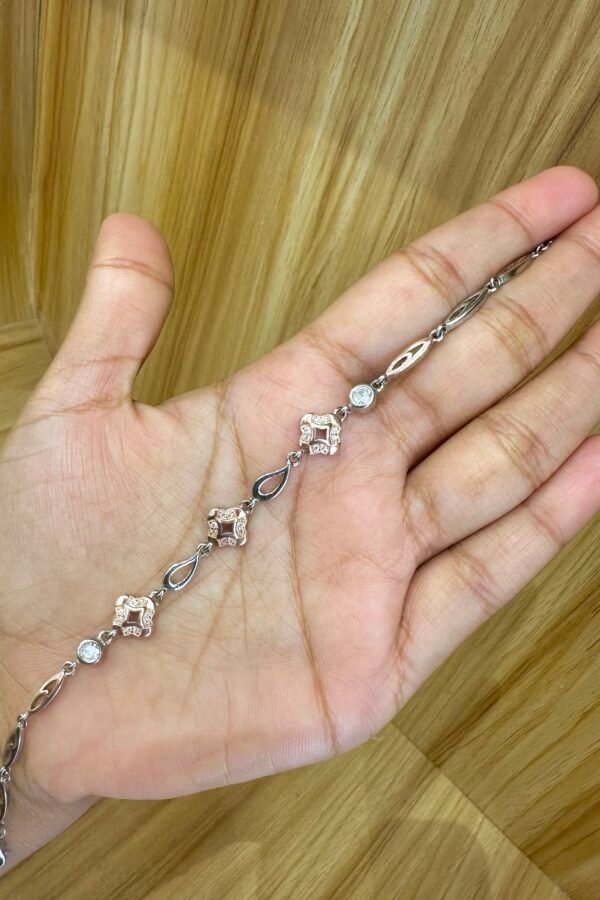 92.5 silver two -tone  flower adjustable bracelet