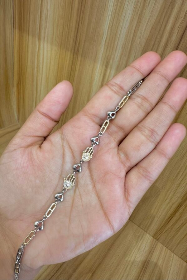 92.5 silver two - tone hand adjustable bracelet