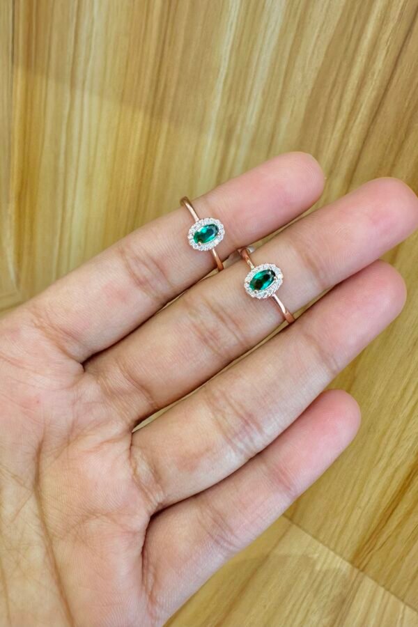 92.5 silver green stoned rose gold adjustable toe rings