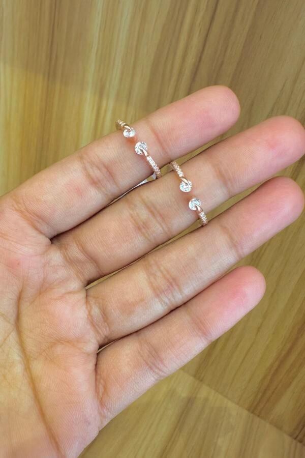 92.5 white stoned rose gold adjustable toe rings