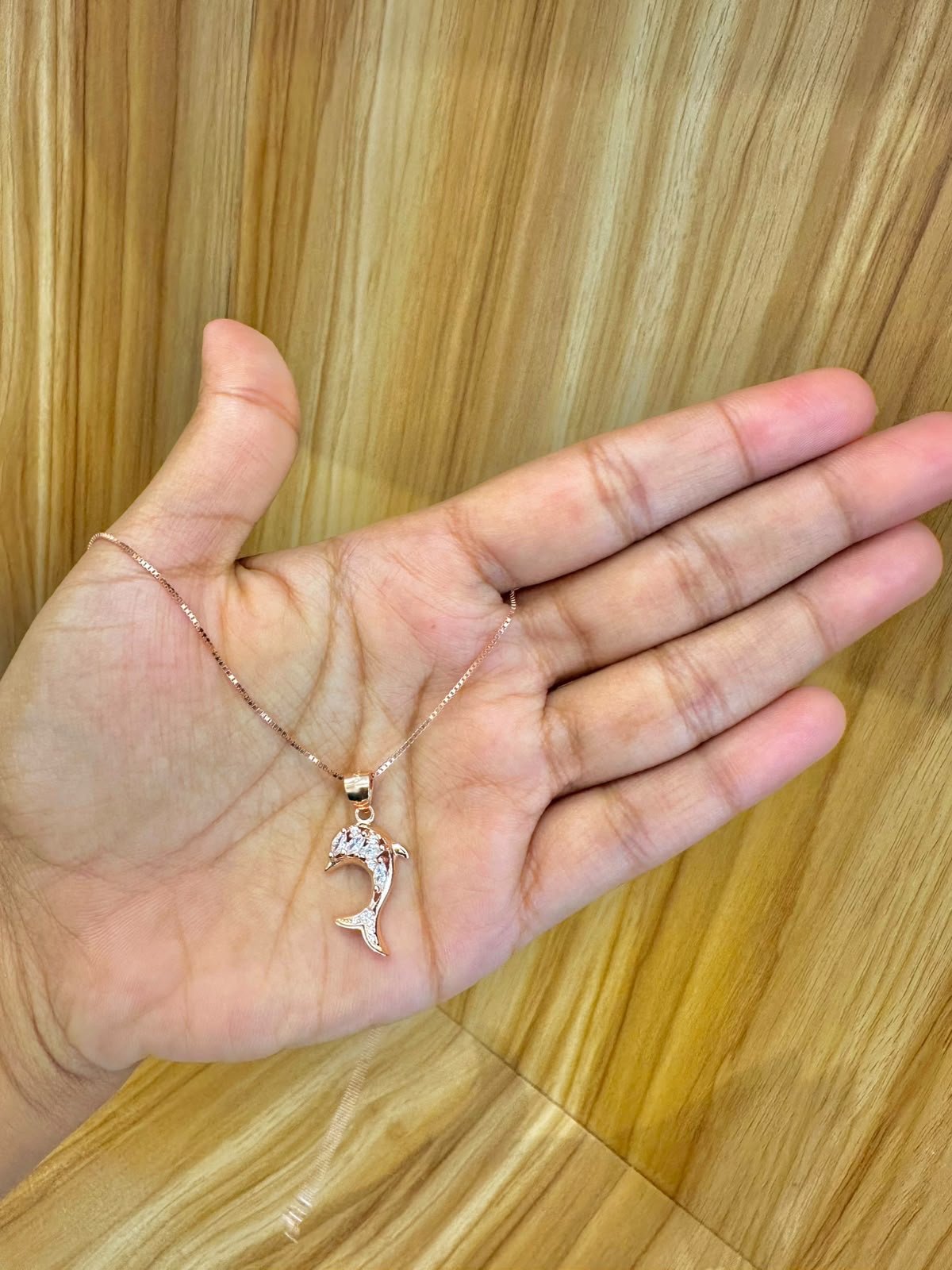 92.5 silver rose gold dolphin chain