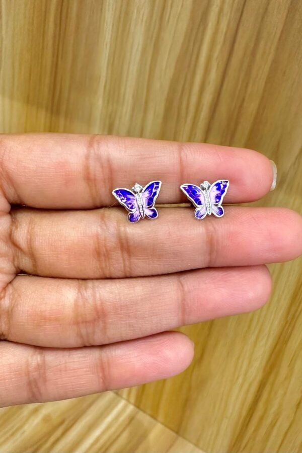 92.5 Silver Purple Butterfly stud - South screw