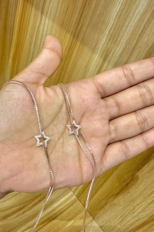 92.5 silver rose gold plated start adjustable anklets